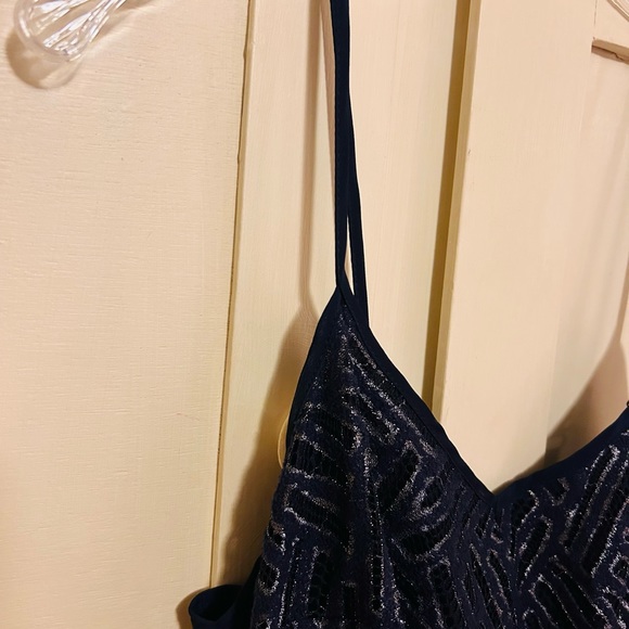 Lilly Pulitzer full length dark navy/metallic gown - Picture 3 of 6